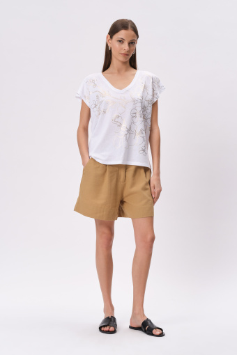 Biały top z grafiką z motywem roślinnym