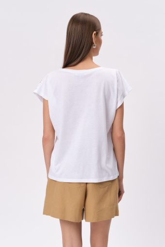 Biały top z grafiką z motywem roślinnym