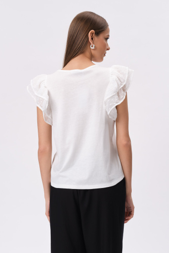 Biały top z efektowymi motylkowymi rękawami