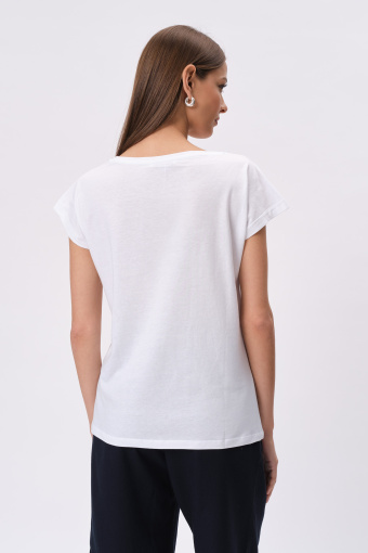 Biały top z grafiką z kotwicą Biały top z grafiką z kotwicą