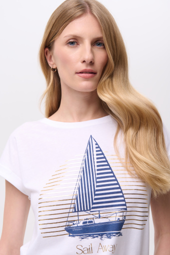 Biały bawełniany top z nadrukiem