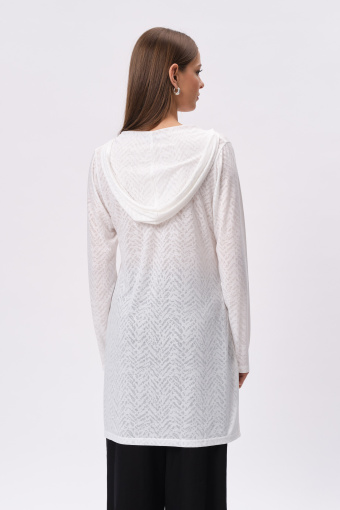 Biały prześwitujący top z kapturem 