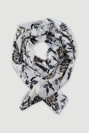 Popielata apaszka w kontrastowe kwiaty