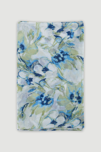 Błękitno-zielona apaszka w kwiaty