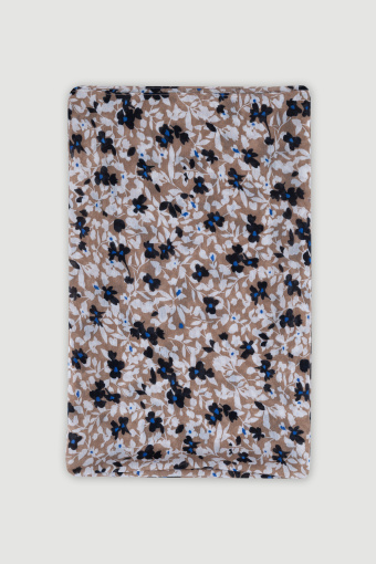 Beżowo-czarna apaszka z nadrukiem typu łączka