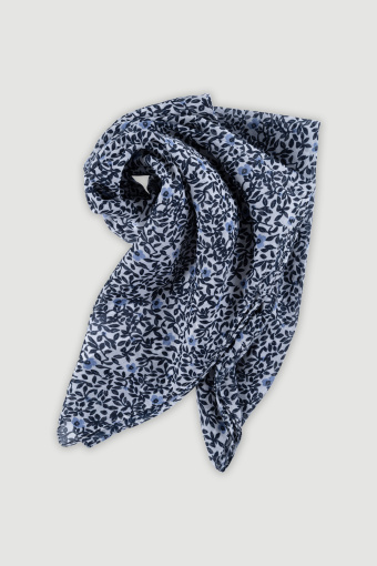 Czarno-błękitna apaszka z nadrukiem typu łączka