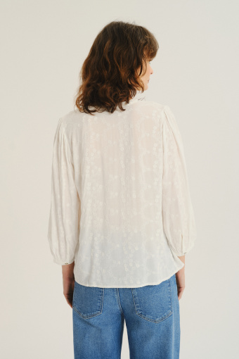 Wiskozowa biała bluzka z rękawami 3/4