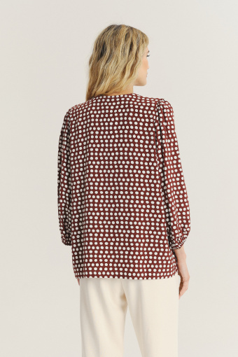 Wiskozowa lekka bluzka z nadrukiem w kropki