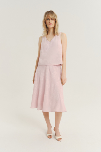 Jasnoróżowa bluzka w subtelna kwiaty 