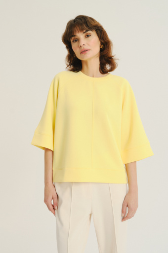 Luźna żółta bluza z rękawem 3/4