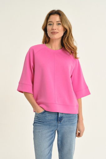 Różowa luźna bluza z rękawem 3/4