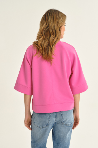 Różowa luźna bluza z rękawem 3/4