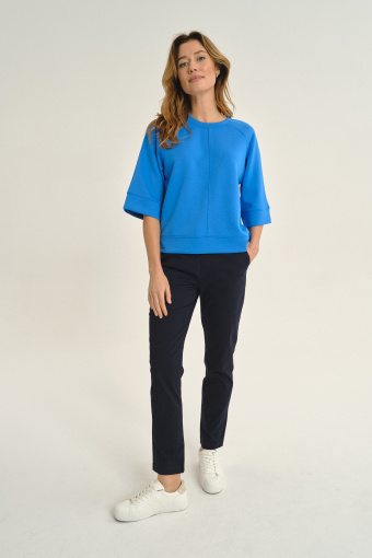 Luźna bluza z rękawem 3/4 niebieska