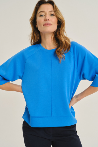 Luźna bluza z rękawem 3/4 niebieska