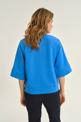 Luźna bluza z rękawem 3/4 niebieska