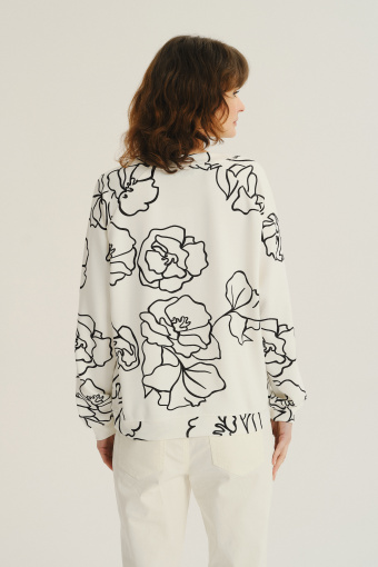 Kremowa bluza z artystycznym kwiatowym motywem