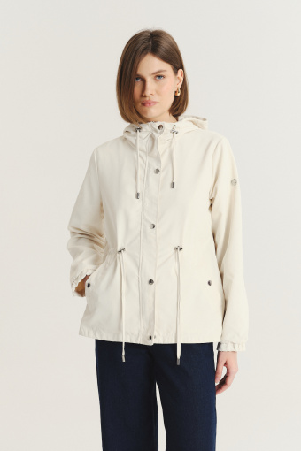 Krótka kremowa parka