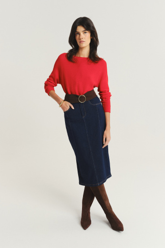 Jeansowa spódnica midi ciemny granat