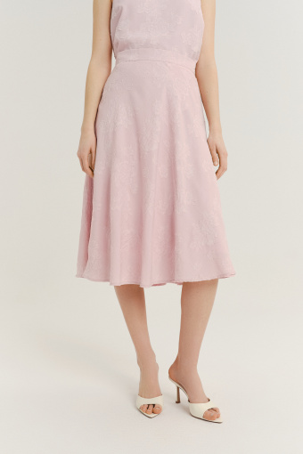 Efektowna spódnica midi w jasnoróżowym kolorze 