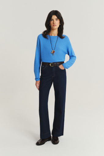 Granatowe spodnie wide leg