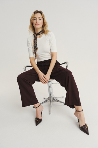 Wiskozowe spodnie w czekoladowym kolorze