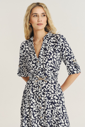 Wiskozowa szmizjerka midi z nadrukiem w kwiaty