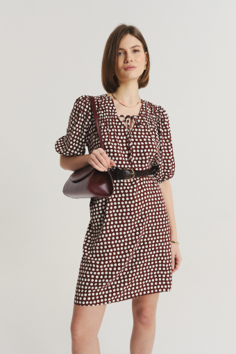 Wiskozowa sukienka z nadrukiem w kropki