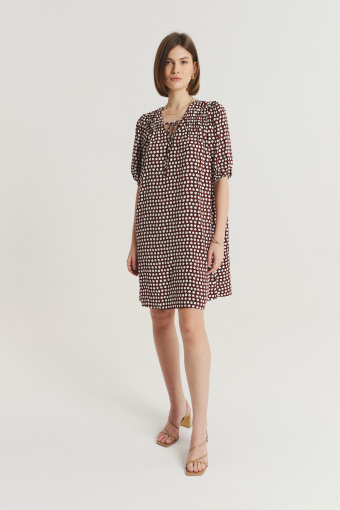 Wiskozowa sukienka z nadrukiem w kropki