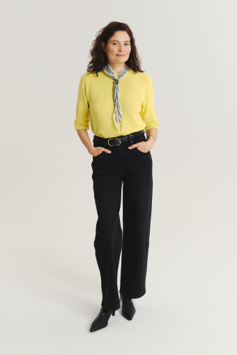 Luźny żółty sweter z rękawem 3/4