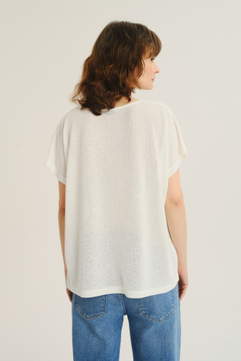 Lekki biały sweter z krótkim rękawem