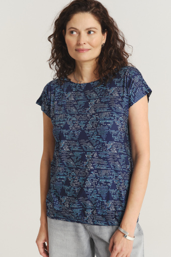 Top z niebieskim printem krótkie rękawy