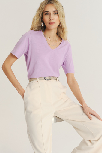 Lawendowy top z krótkim rękawem