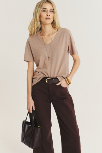 Bawełniany top w beżowym kolorze