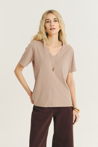 Bawełniany top w beżowym kolorze