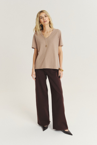 Bawełniany top w beżowym kolorze