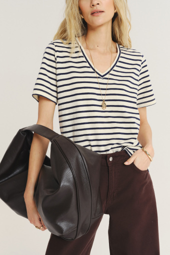 Luźny top w kontrastowe paski