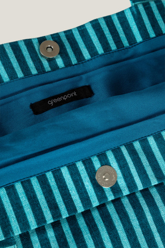 Turkusowa płócienna torba z nadrukiem w paski