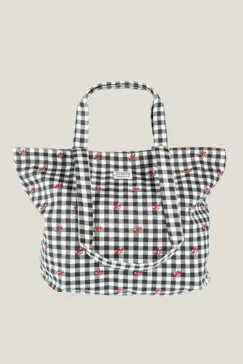 Biało-czarna torba z nadrukiem w kwiaty