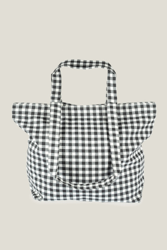 Biało-czarna torba z nadrukiem w kwiaty