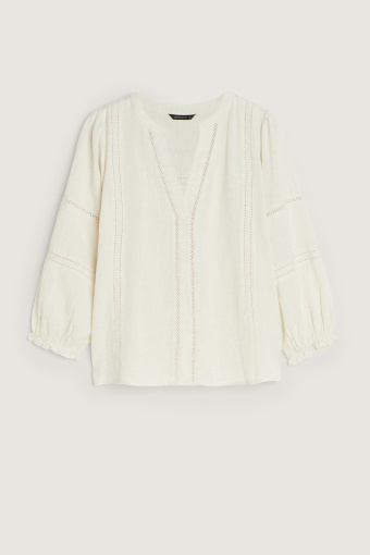 Wiskozowa kremowa bluzka z rękawem 3/4 