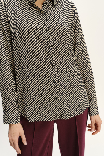 Printowana koszula z wiskozy długi rękaw