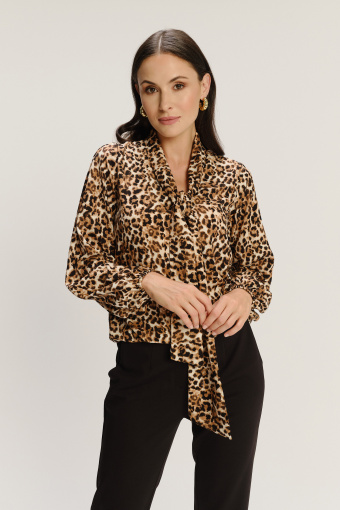 Stylowa wiskozowa bluzka z printem animal Stylowa wiskozowa bluzka z printem animal