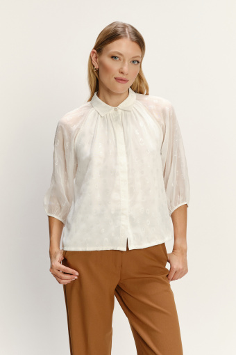 Lekka kremowa koszula z rękawem 3/4