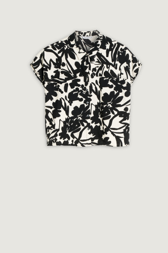 Koszula z kwiatowym nadrukiem krótki rękaw Koszula z kwiatowym nadrukiem krótki rękaw