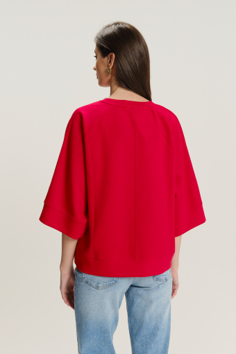 Czerwona bluza oversize z rękawem do łokcia