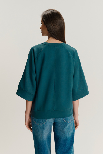 Turkusowa bluza z rękawem 3/4