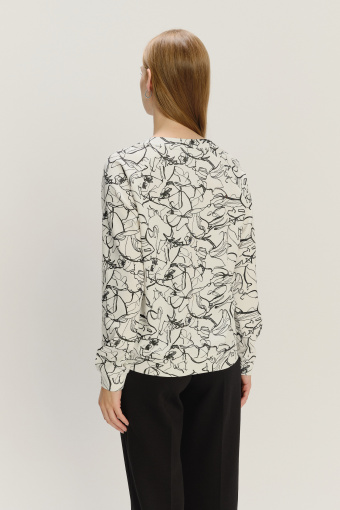 Biała bluza z abstrakcyjnym printem 