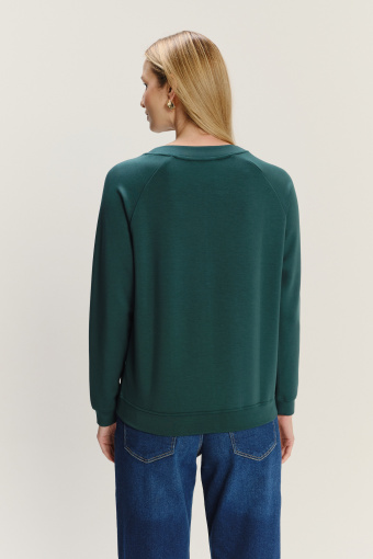 Ciemnozielona bluza z przeszyciem z przodu