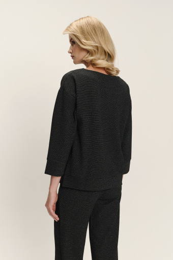 Klasyczna bluza z delikatnym połyskiem rękaw 3/4