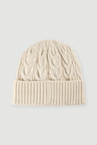 Casualowa kremowa czapka z widocznym splotem